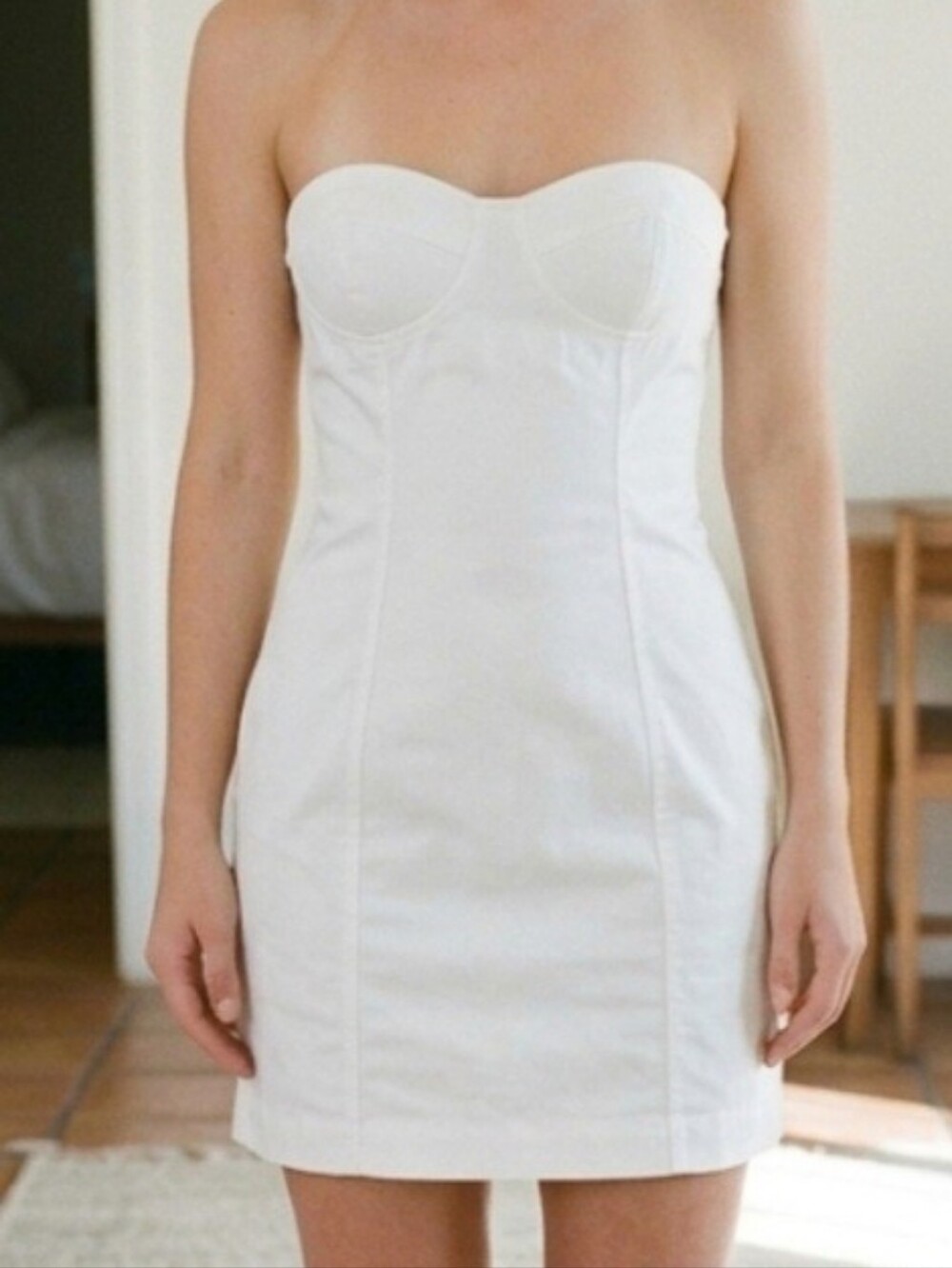 BONGO White Bodycon Mini Dress with Seam Details